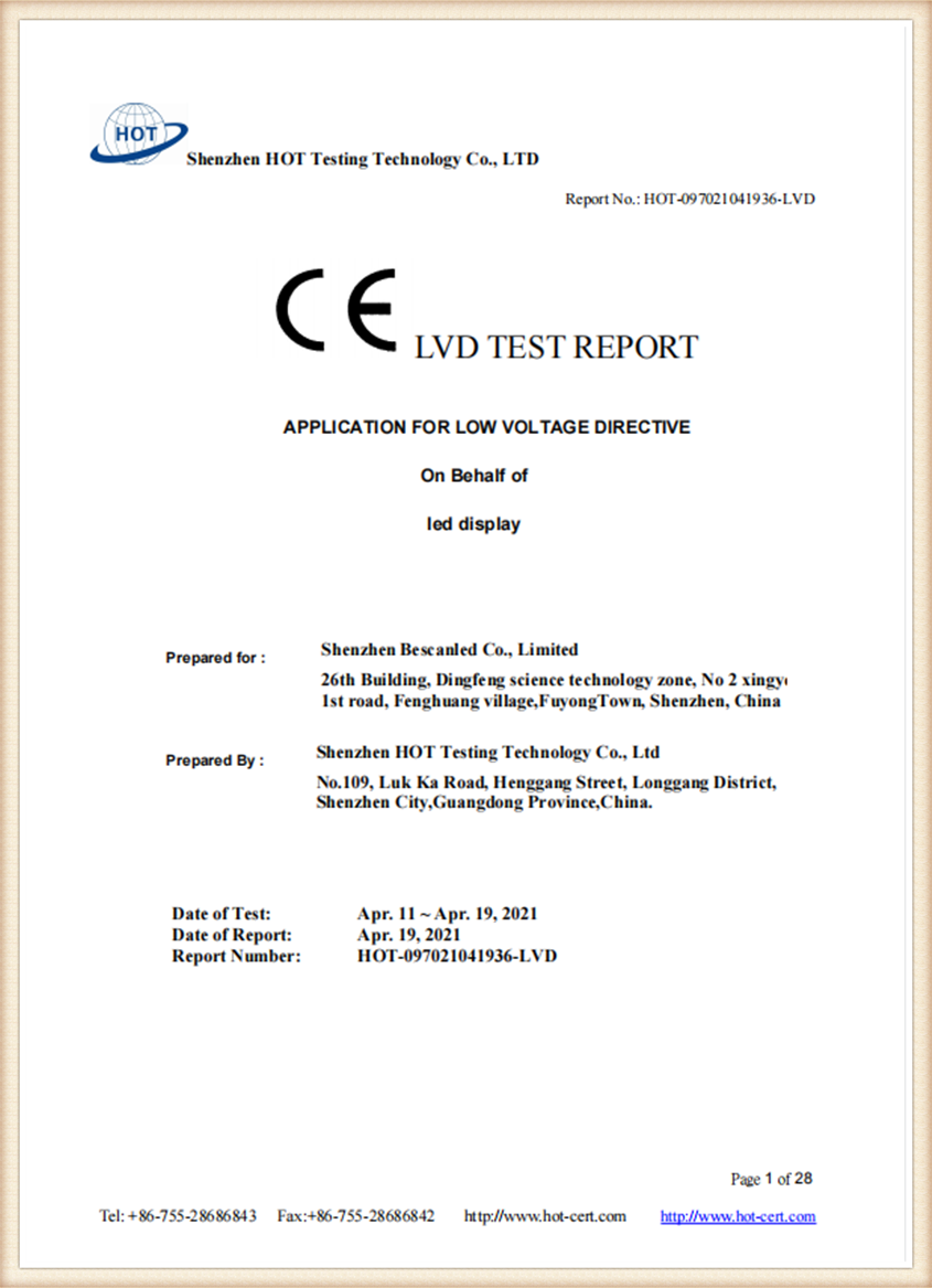 CE LVD test report