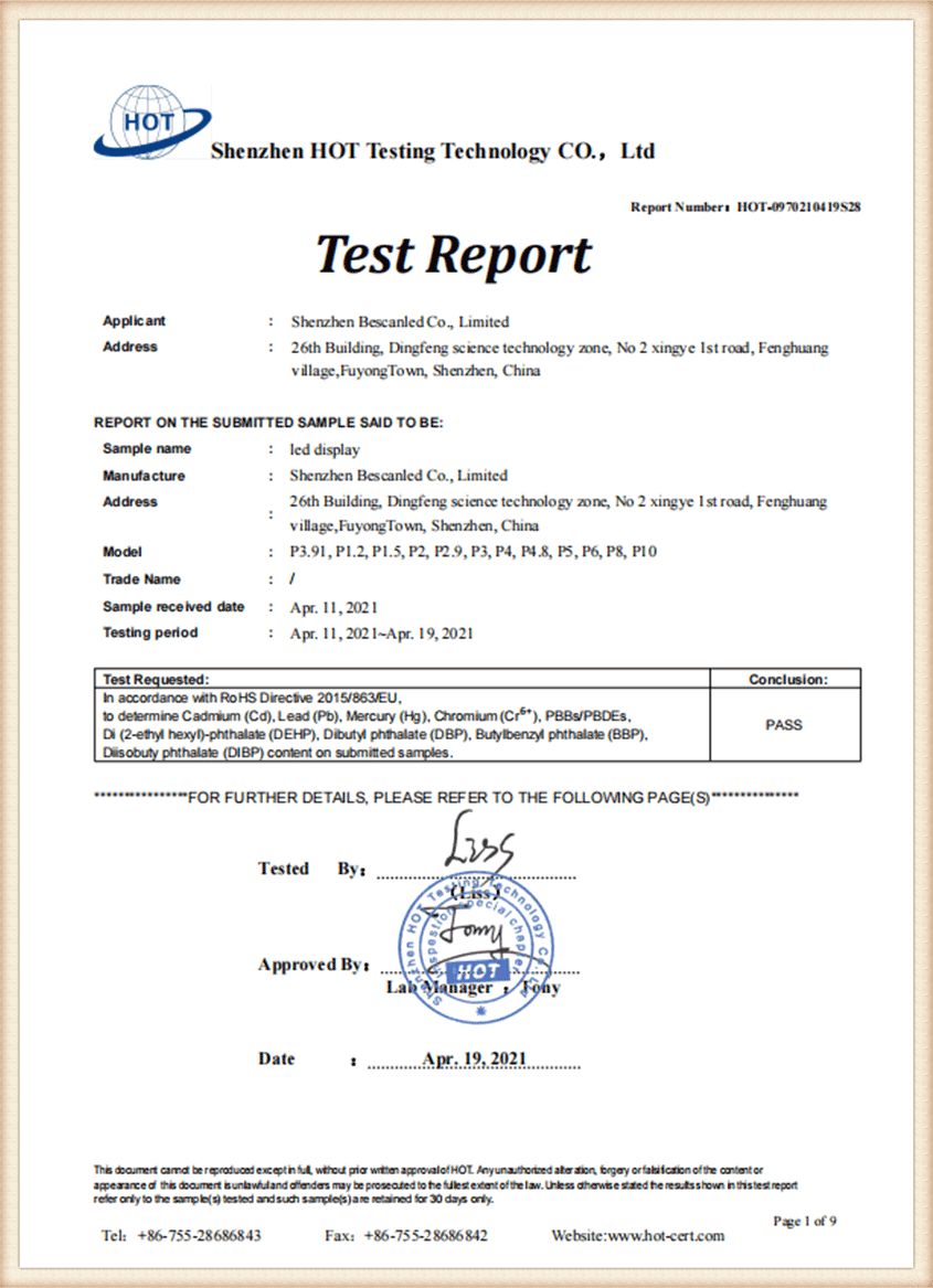 Rohs test report